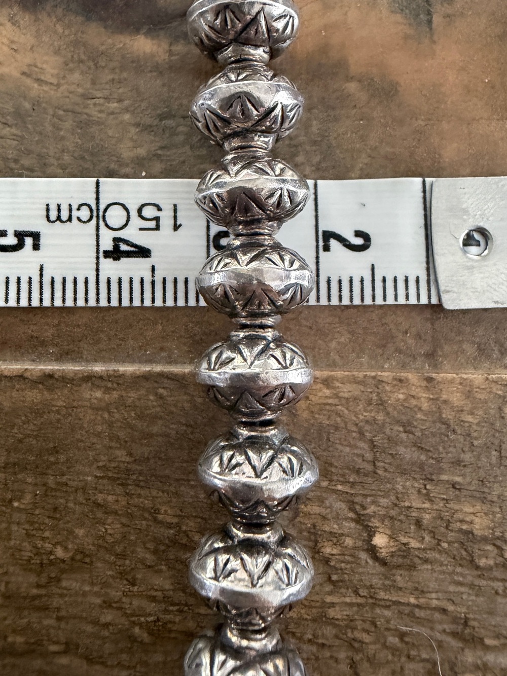 Vintage Hand Stamped Sterling Silver Beaded Necklace 23” - Picture 9 of 9